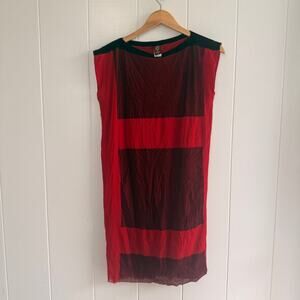 Jean Paul Gaultier Red Black Color Blocked Abstract Motif 90s Vtg Designer Dress